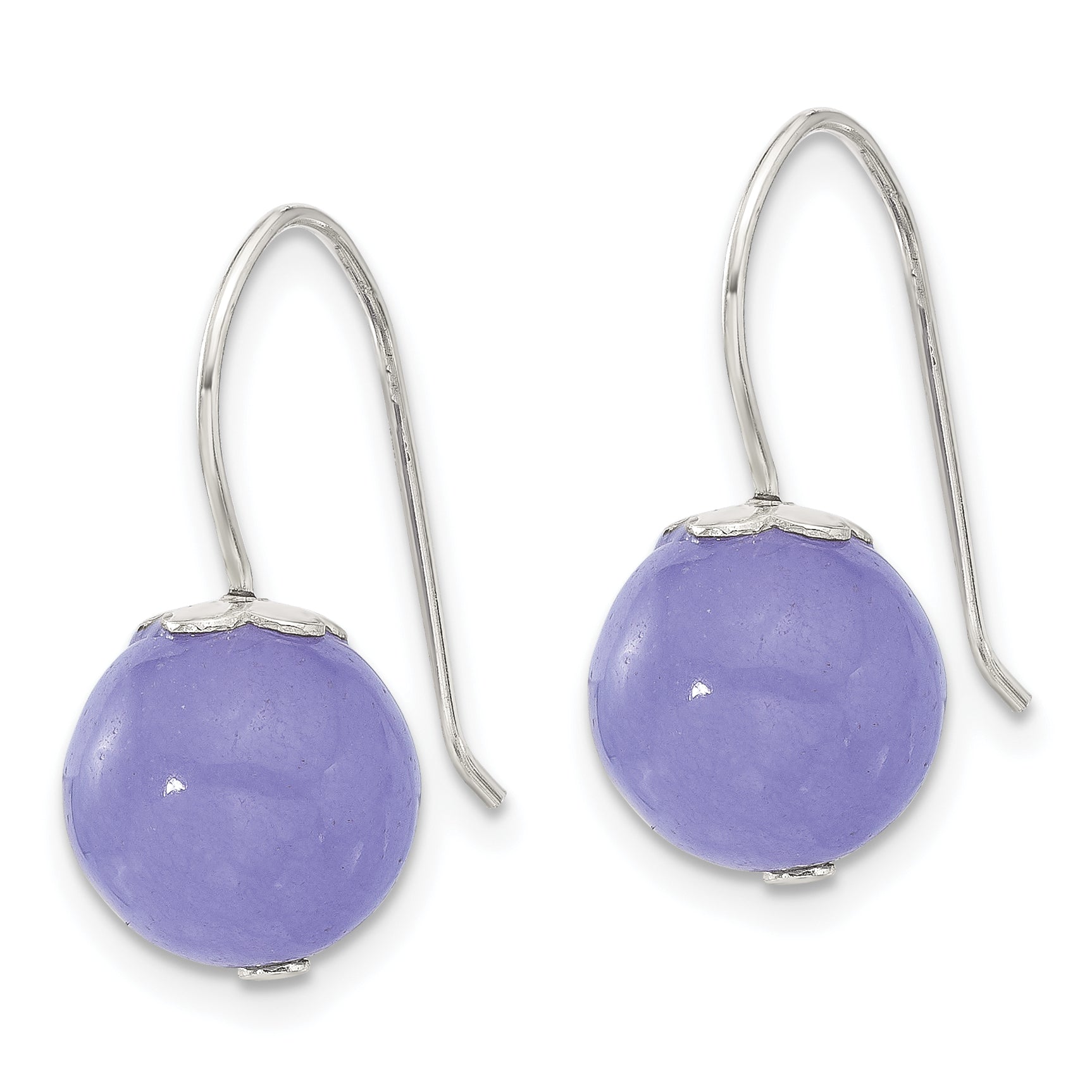 Sterling Silver Polished 10mm Periwinkle Jade Dangle Earrings