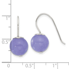 Sterling Silver Polished 10mm Periwinkle Jade Dangle Earrings