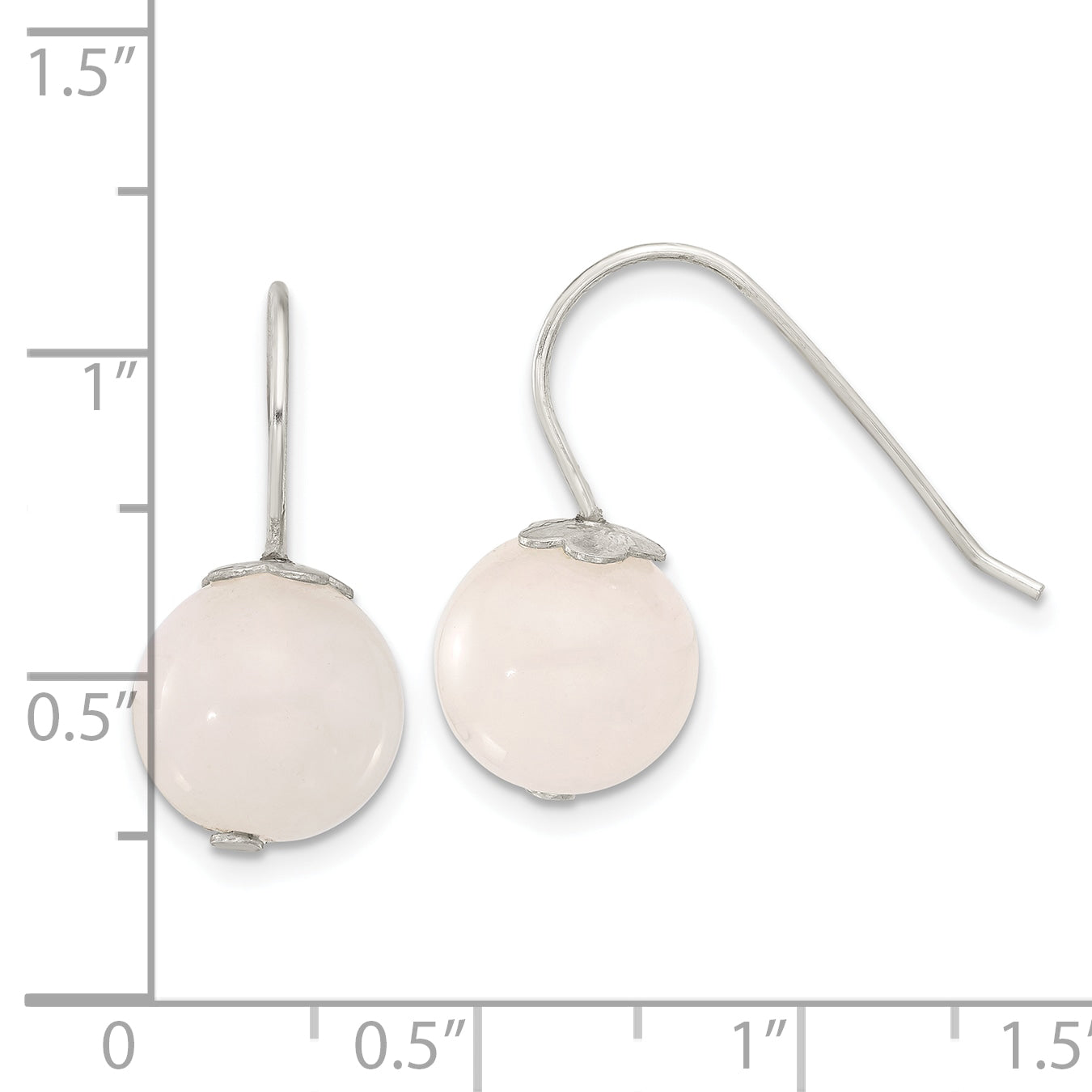 Sterling Silver Polished 10mm Rose Quartz Dangle Earrings