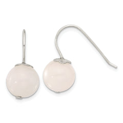 Sterling Silver Polished 10mm Rose Quartz Dangle Earrings