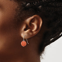 Sterling Silver Polished 10mm Orange Quartz Dangle Earrings