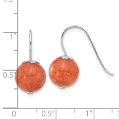 Sterling Silver Polished 10mm Orange Quartz Dangle Earrings