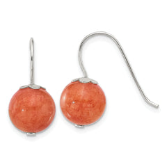 Sterling Silver Polished 10mm Orange Quartz Dangle Earrings