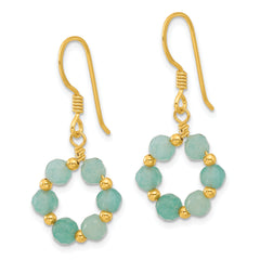 Sterling Silver Gold-plated Polished Amazonite Circle Dangle Earrings