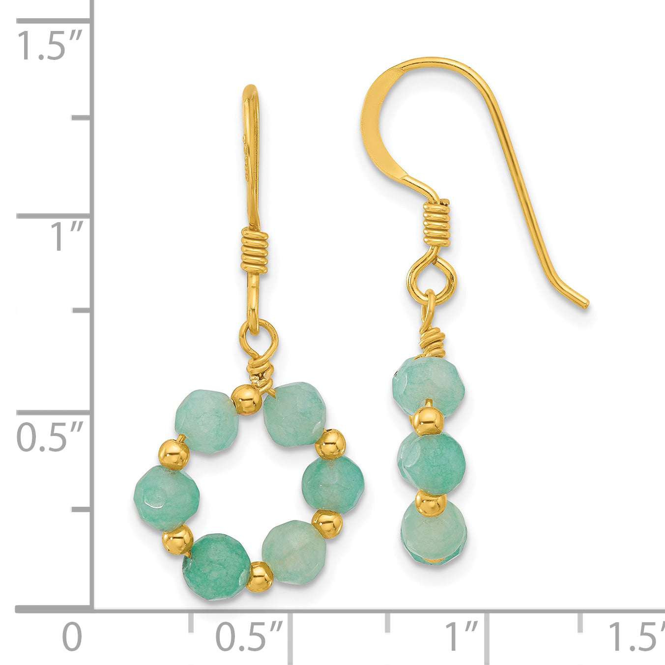 Sterling Silver Gold-plated Polished Amazonite Circle Dangle Earrings