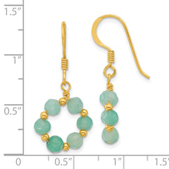 Sterling Silver Gold-plated Polished Amazonite Circle Dangle Earrings