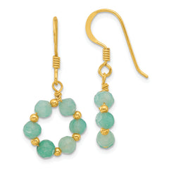 Sterling Silver Gold-plated Polished Amazonite Circle Dangle Earrings