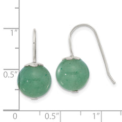 Sterling Silver Polished 10mm Round Green Aventurine Dangle Earrings