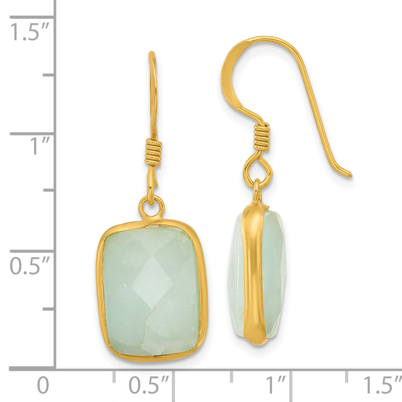 Sterling Silver Gold-plated Polished Rectangular Amazonite Dangle Earrings