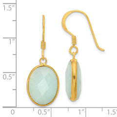 Sterling Silver Gold-plated Polished Oval Amazonite Dangle Earrings