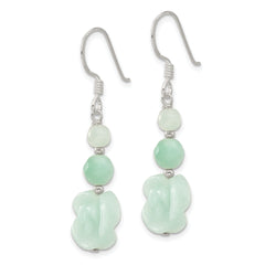 Sterling Silver Polished Amazonite Beads & Rose Dangle Earrings