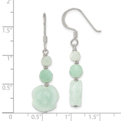 Sterling Silver Polished Amazonite Beads & Rose Dangle Earrings