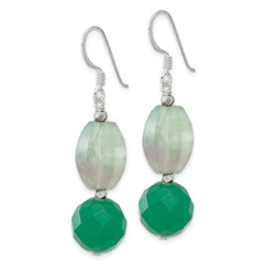 Sterling Silver Polished Aventurine & Fluorite Dangle Earrings