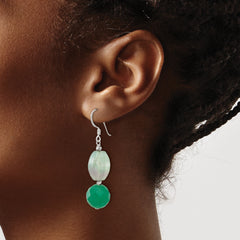 Sterling Silver Polished Aventurine & Fluorite Dangle Earrings