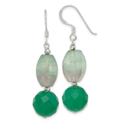 Sterling Silver Polished Aventurine & Fluorite Dangle Earrings