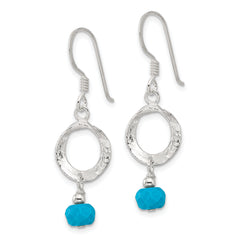 Sterling Silver Polished & Textured Circle Recon. Magnesite Dangle Earrings