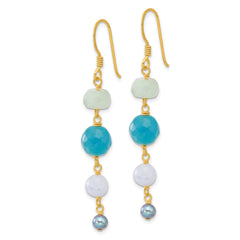 Sterling Silver Gold-plated FWC Pearl/Amazonite/Agate/Jade Earrings