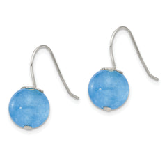 Sterling Silver Polished 10mm Round Blue Aventurine Dangle Earrings