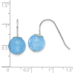 Sterling Silver Polished 10mm Round Blue Aventurine Dangle Earrings