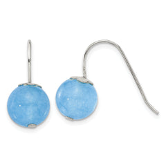 Sterling Silver Polished 10mm Round Blue Aventurine Dangle Earrings