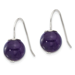 Sterling Silver Polished 10mm Round Amethyst Dangle Earrings