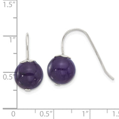 Sterling Silver Polished 10mm Round Amethyst Dangle Earrings