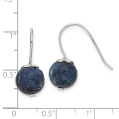 Sterling Silver Polished 10mm Round Lapis Dangle Earrings