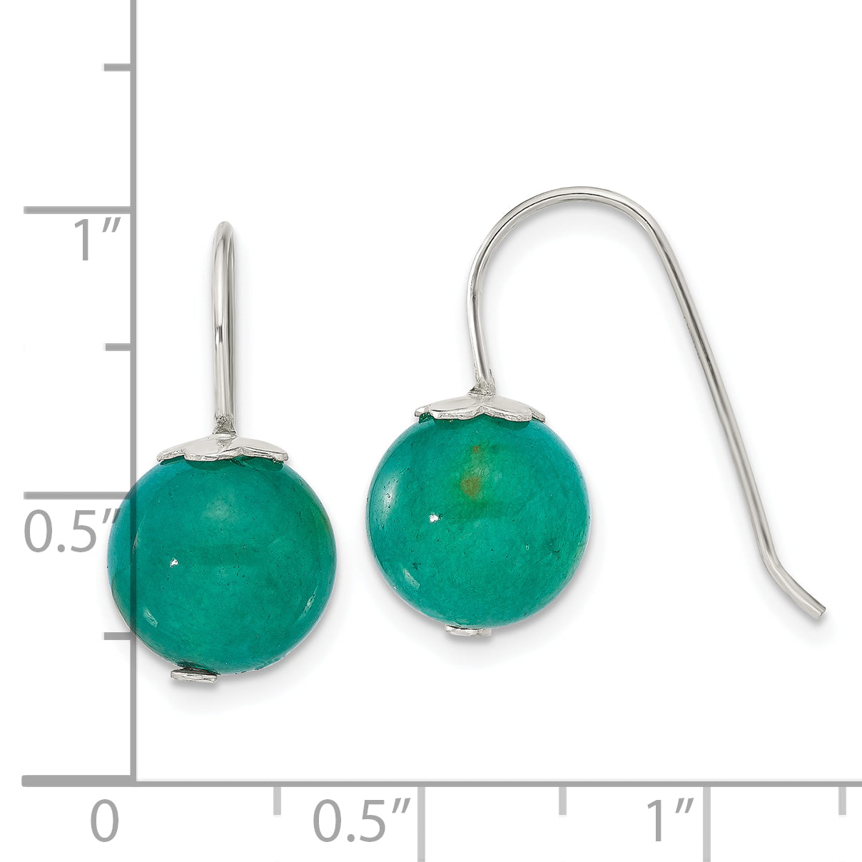 Sterling Silver Polished 10mm Round Green Aventurine Dangle Earrings