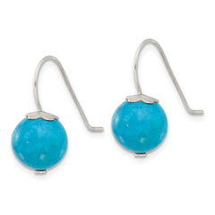 Sterling Silver Polished 10mm Round Recon. Magnesite Dangle Earrings