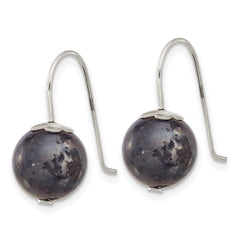 Sterling Silver Polished 10mm Round Labradorite Dangle Earrings