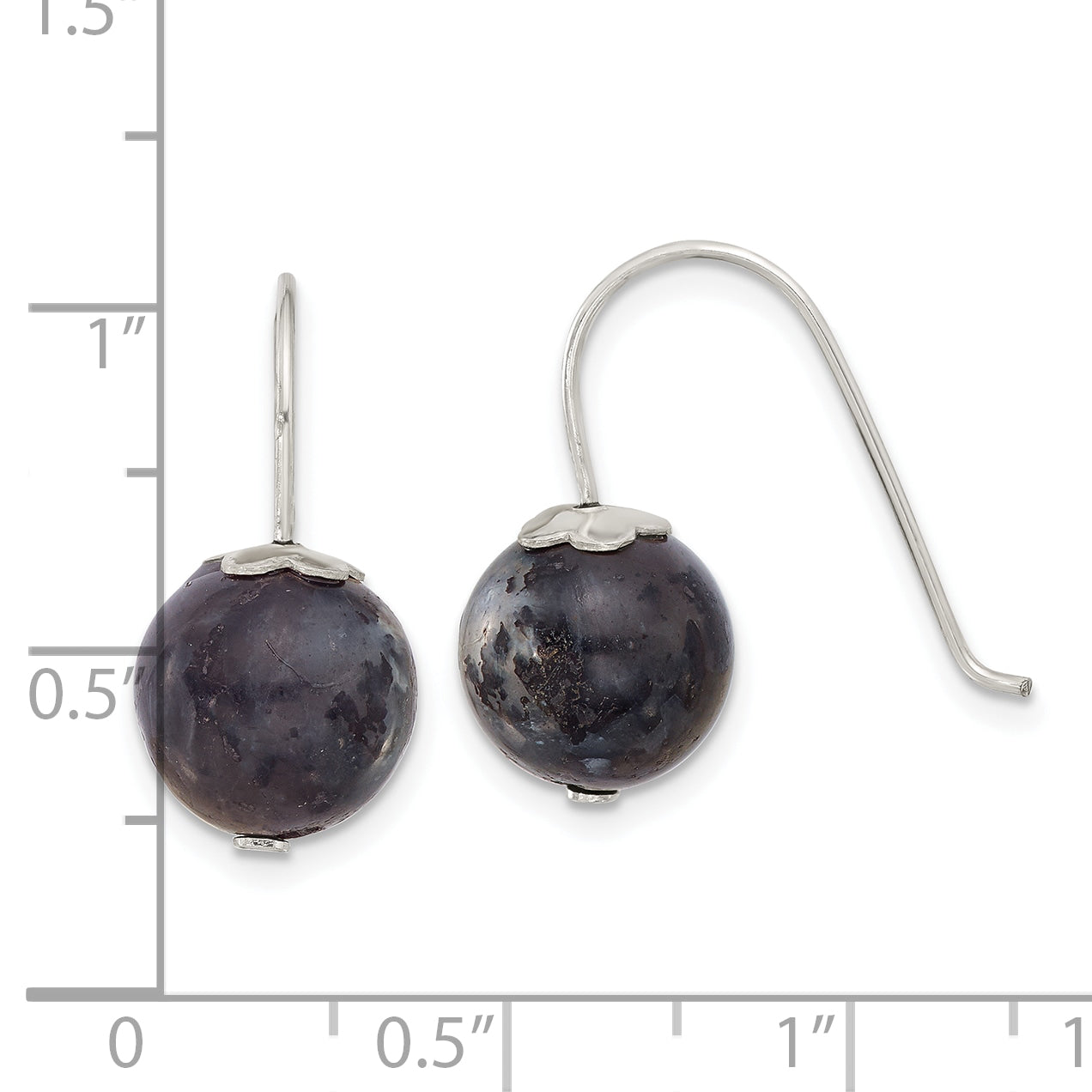 Sterling Silver Polished 10mm Round Labradorite Dangle Earrings