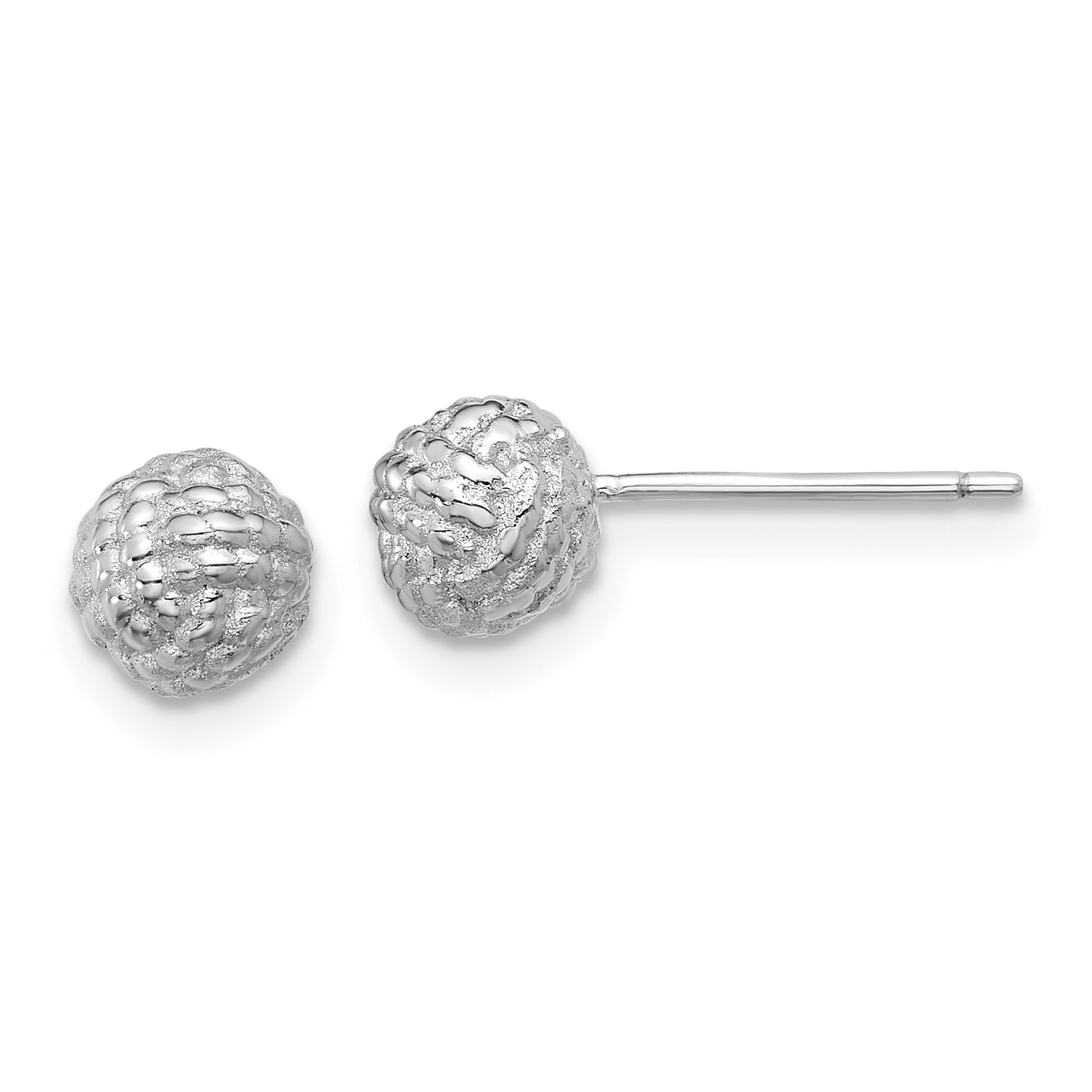 Sterling Silver Rh-plated Polished / Textured 6mm Love Knot Post Earrings