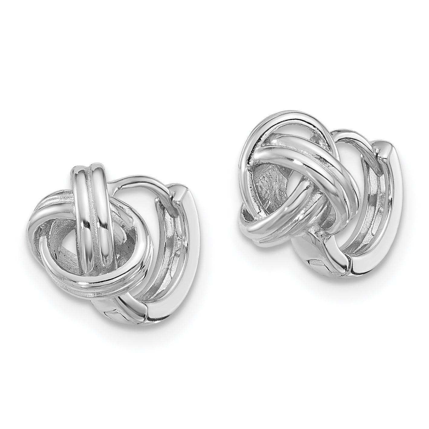 Sterling Silver Rhodium-plated Love Knot Hinged Hoop Earrings