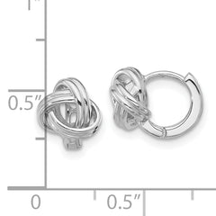 Sterling Silver Rhodium-plated Love Knot Hinged Hoop Earrings