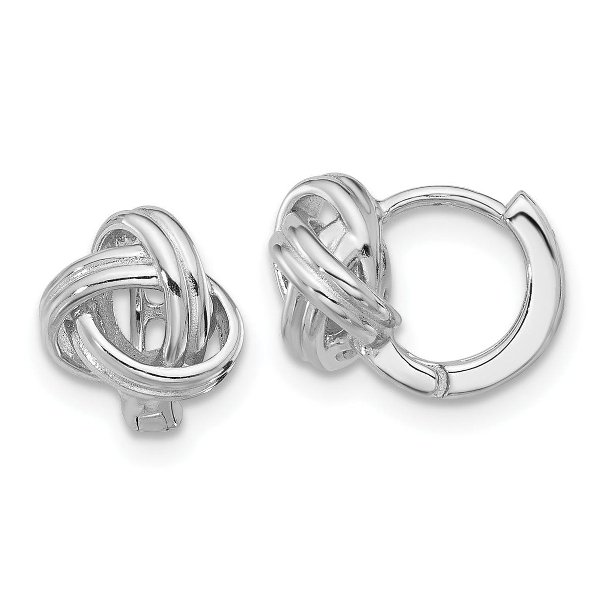 Sterling Silver Rhodium-plated Love Knot Hinged Hoop Earrings