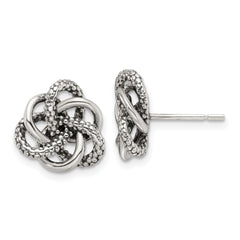 Sterling Silver Antiqued and Polished Love Knot Post Earrings