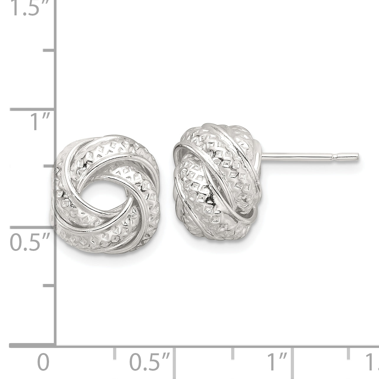 Sterling Silver Polished and Textured Love Knot Post Earrings