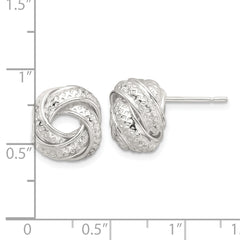 Sterling Silver Polished and Textured Love Knot Post Earrings