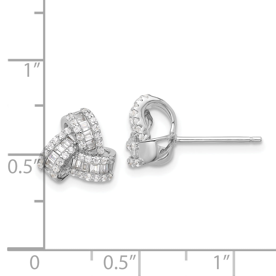 Sterling Silver Rhodium-plated CZ Love Knot Post Earrings