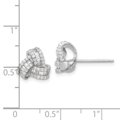 Sterling Silver Rhodium-plated CZ Love Knot Post Earrings