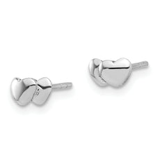 Sterling Silver Rhodium-plated Polished Double Heart Post Earrings