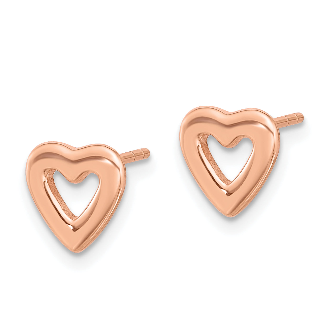 Sterling Silver Rose-tone Open Heart Post Earrings