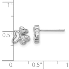 Sterling Silver Rhodium-plated CZ Hearts Post Earrings