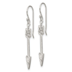 Sterling Silver Polished CZ Arrow Dangle Earrings