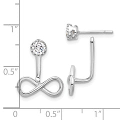 Sterling Silver Rhodium-plated Drop Infinity Jacket CZ Post Earrings