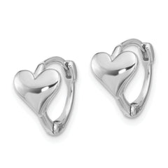 Sterling Silver Rhodium-plated Heart Hinged Hoop Earrings