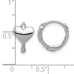 Sterling Silver Rhodium-plated Heart Hinged Hoop Earrings