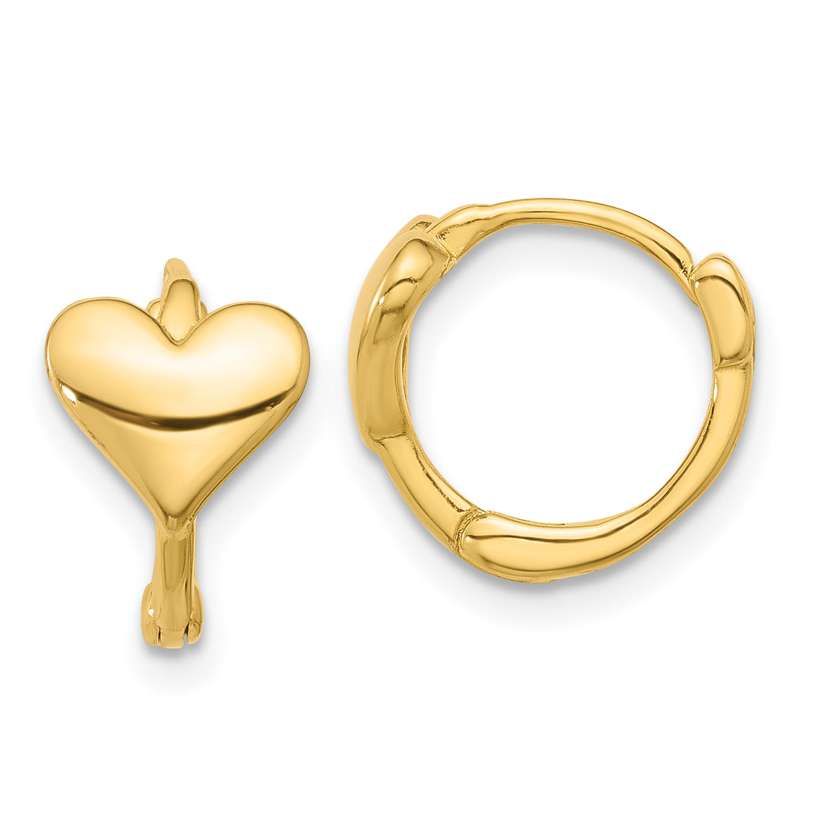 Sterling Silver Gold-tone Heart Hinged Hoop Earrings