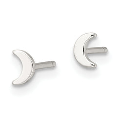 Sterling Silver E-Coating Moon Post Earrings