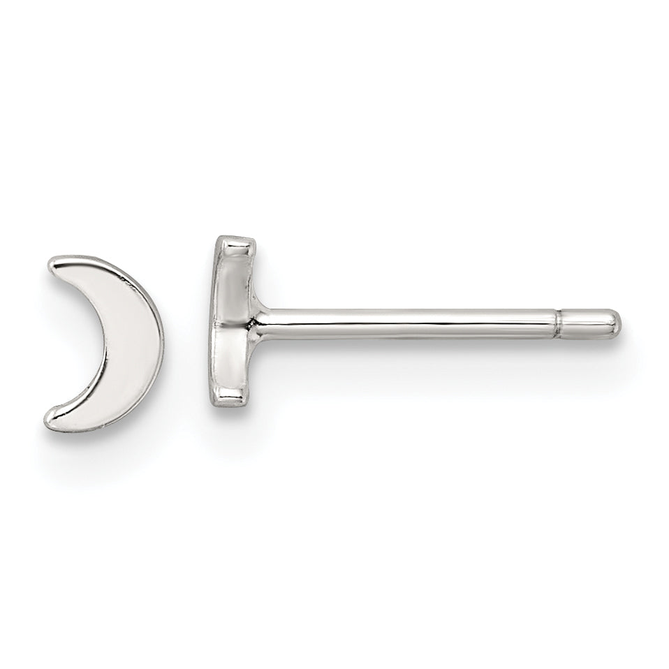 Sterling Silver E-Coating Moon Post Earrings